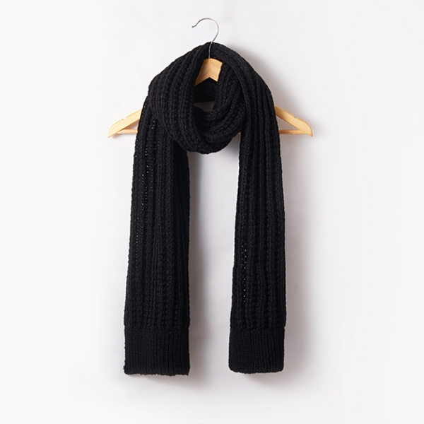 厚暖針織圍巾-黑